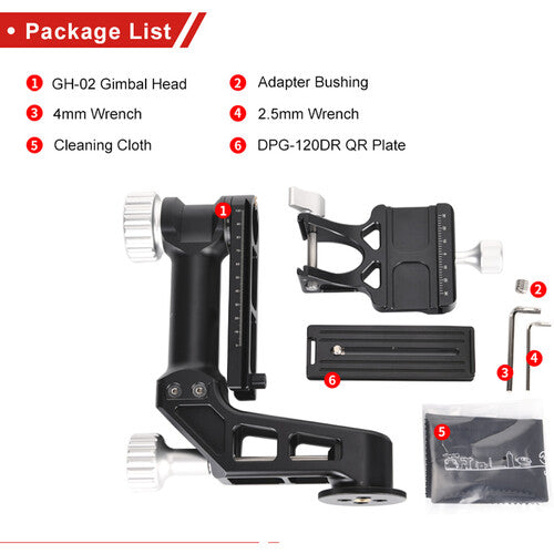 SUNWAYFOTO Gimbal Head GH-02 Carbon Fiber 360 Degree Panoramic Camera Ball Head