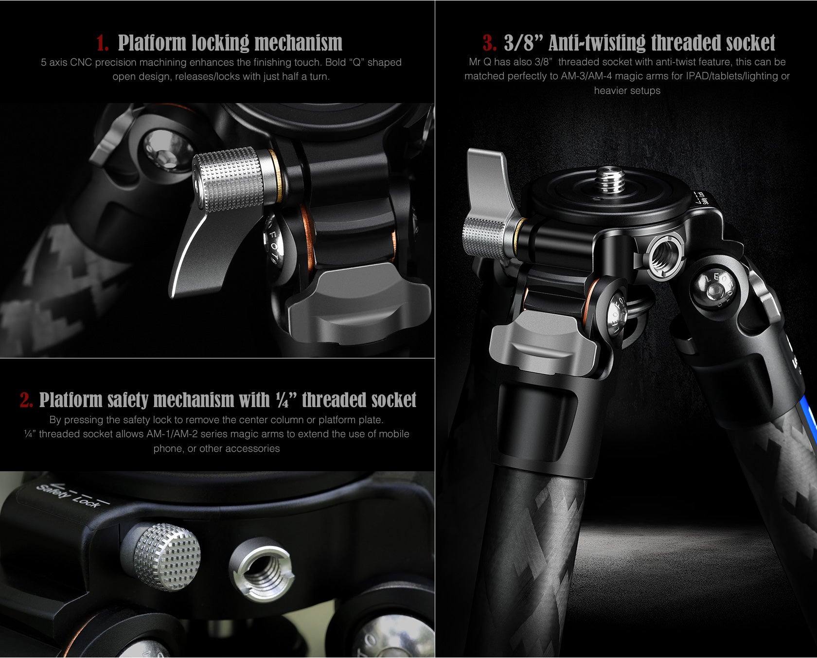 Leofoto Mr. Q LQ-284C with LH-30 Ball Head Carbon Fiber Tripod Kit