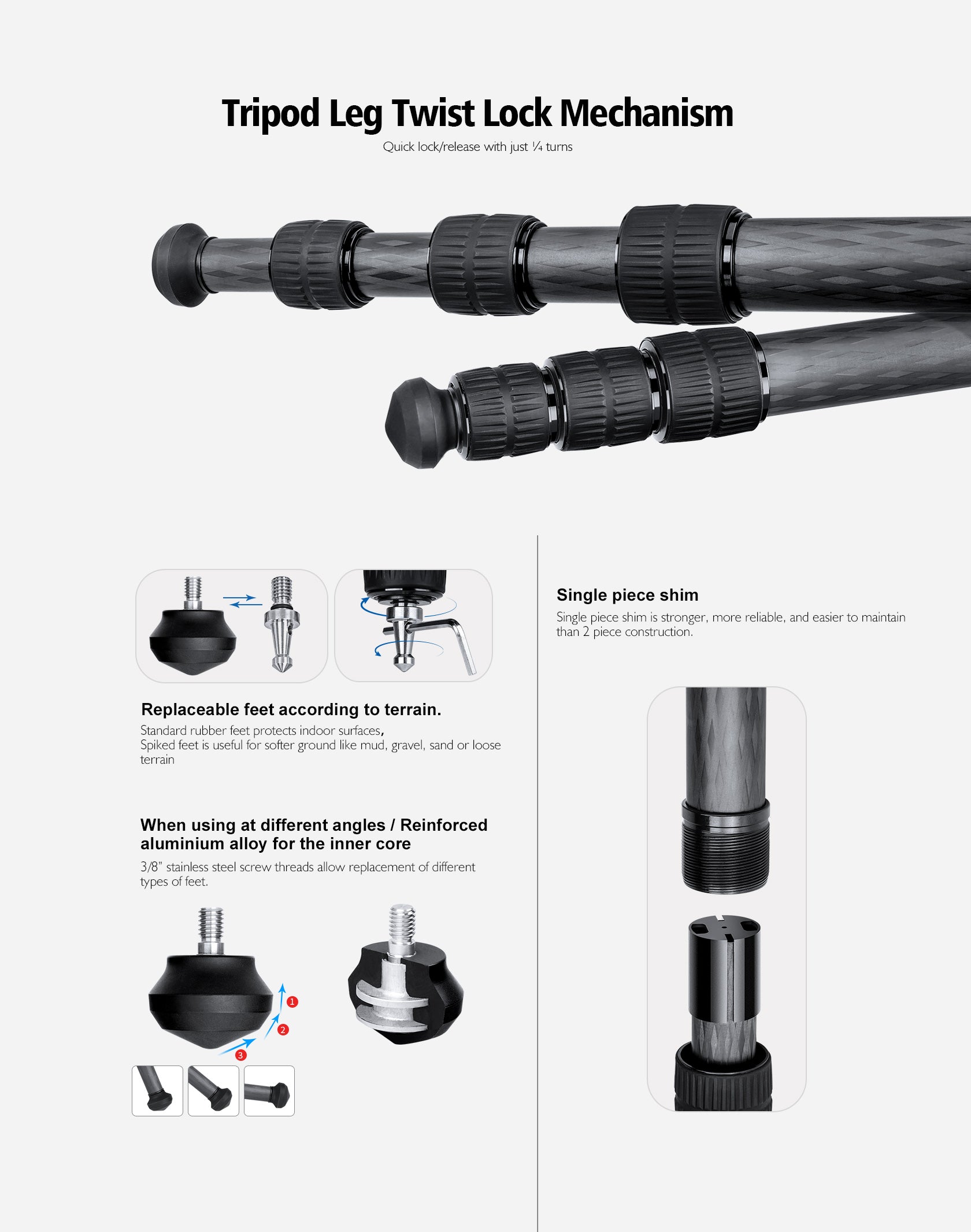 Leofoto SA-324C Carbon Fiber Tripod with MA-30L Rapid-Lock Ball Head, Arca and Picatinny Compatible