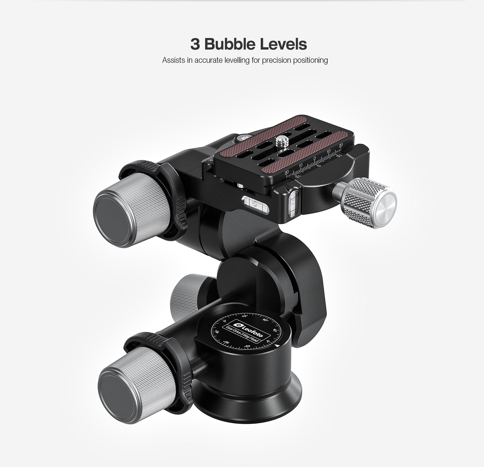 Leofoto GW-01 3-Way Gear Head with QR Plate Arca Compatible