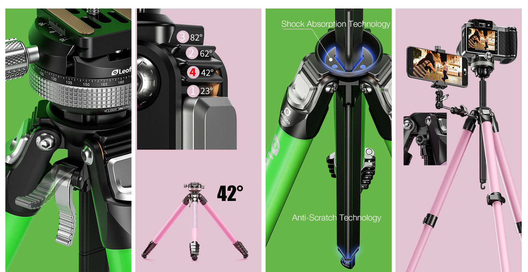 Leofoto LY-265CF Carbon Fiber Camera Tripod with Quick Release 1/4" Screw & 360° Ballhead