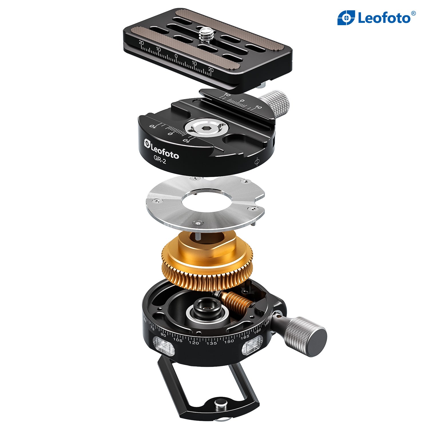 Leofoto GR-2 60mm Gear Panning Clamp with Plate Arca Compatible