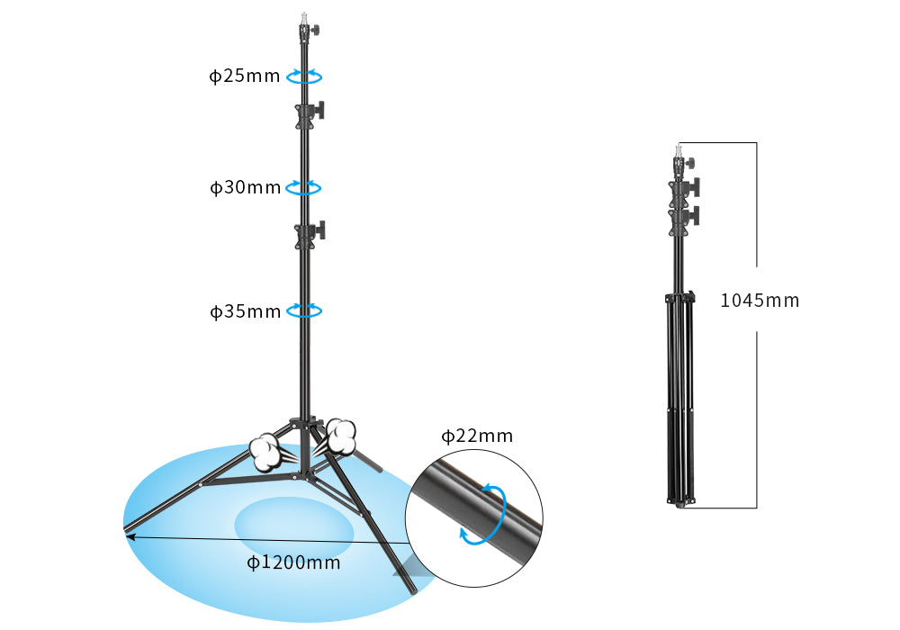 Studio Light Stand Air-coussin 9.5FT / 283cm