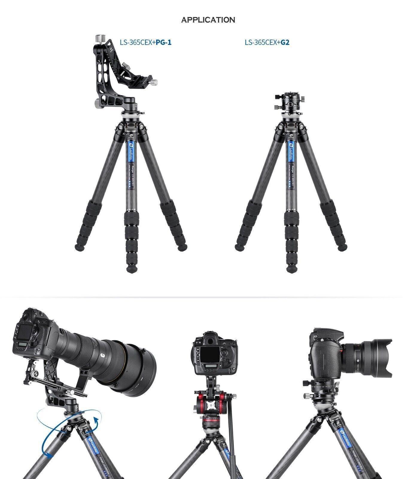 Leofoto LS-365CEX + PG-1 Leveling Base Tripod and Gimbal Head