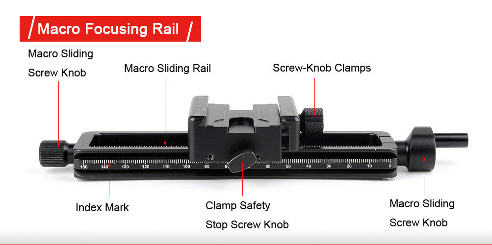 Sunwayfoto MFR-150S Macro Focusing Rail with Screw-Knob Clamp Compatible with Arca-Swiss