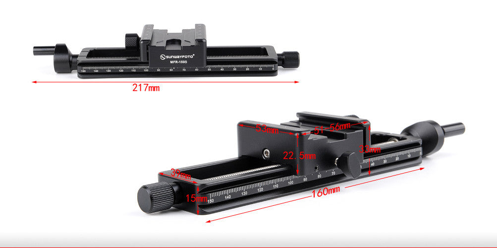 Sunwayfoto MFR-150S Macro Focusing Rail with Screw-Knob Clamp Compatible with Arca-Swiss