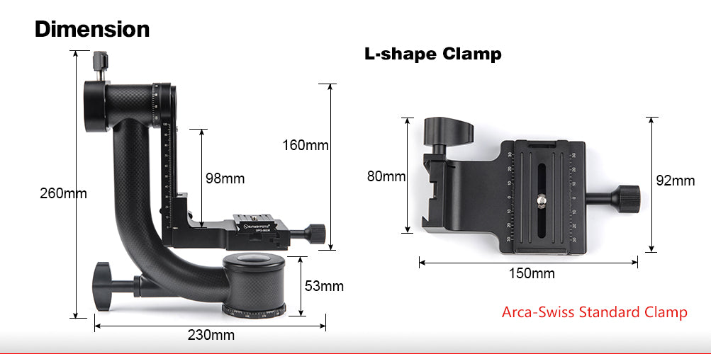 SUNWAYFOTO GH-01 Carbon Fiber 360 Degree Panoramic Camera Ball Head Gimbal Head