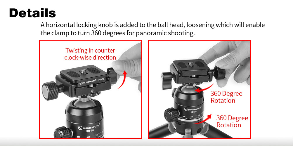 Sunwafoto XB-28II Low Profile High Locking Strenth Ballhead