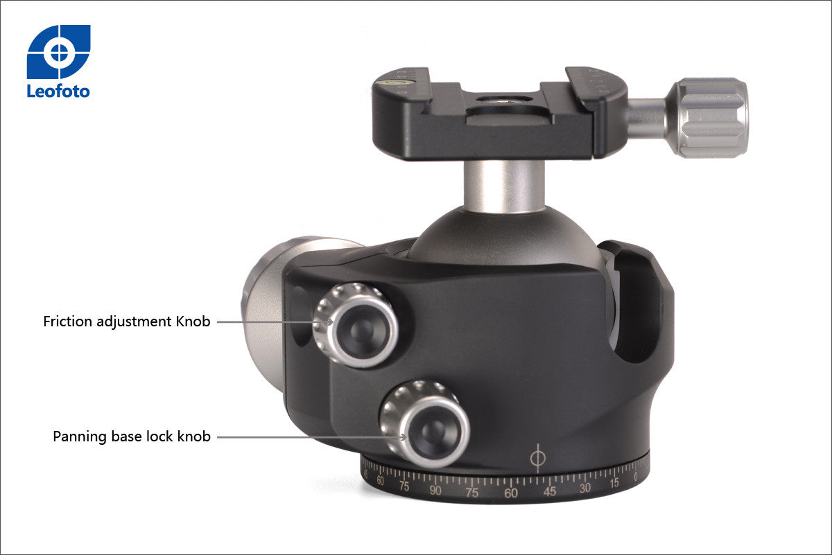 LEOFOTO LH-55 Low Profile Ball Head Arca / RRS Compatible w Independent Pan Lock