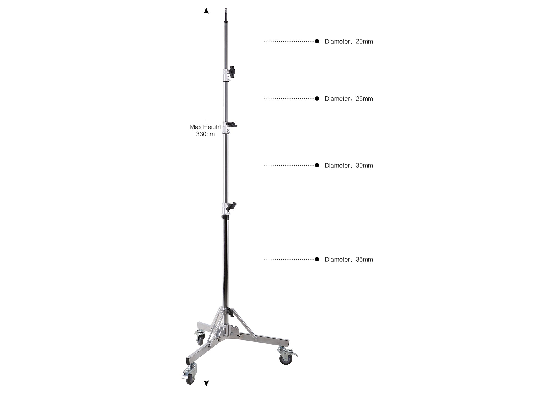 Roller Light Stand For Photography and Video Lighting Support With Wheels PT-330