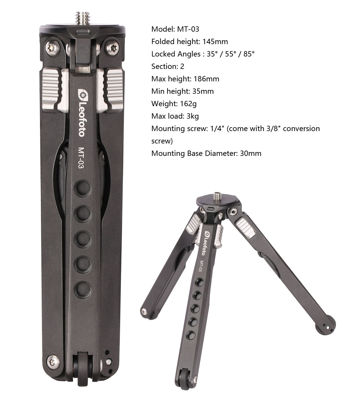 Leofoto MT-03 + LH25 Spider Mini Table Top Pocket Tripod Tripod and Ballhead Kit