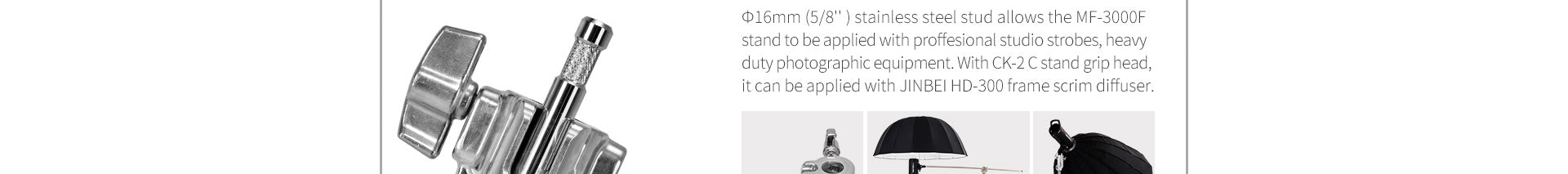 Jinbei JF-238A Steel Light Stand with Wheels for Studio Strobe Flash