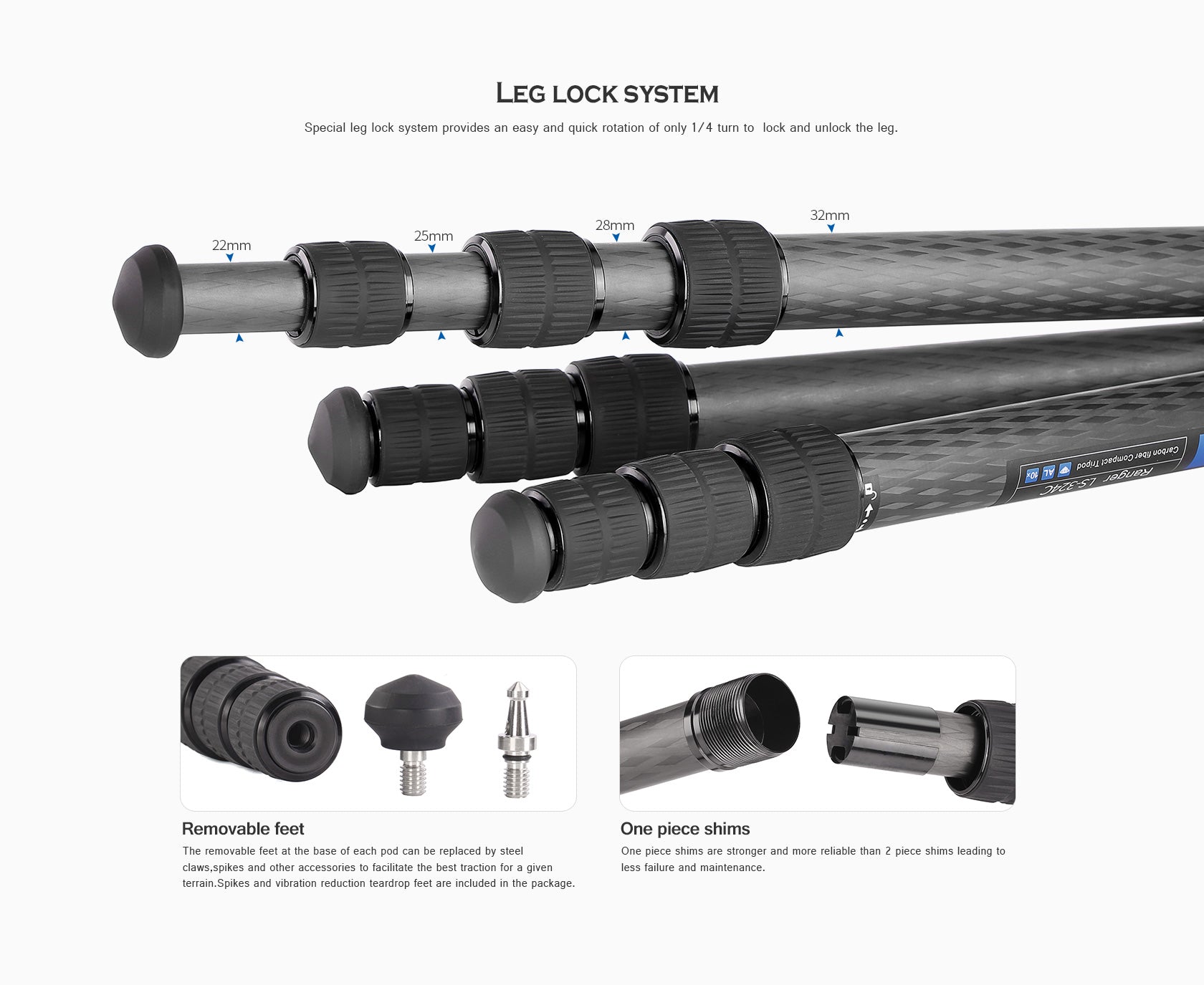Leofoto LS-324C  Ranger Series Professional Light Weight Carbon Fiber Tripod