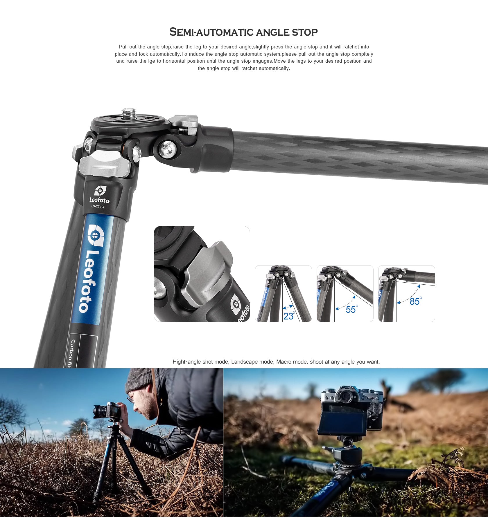 Leofoto LS-224C+LH-25 ranger carbon fiber tripod with ballhead travel lightweight