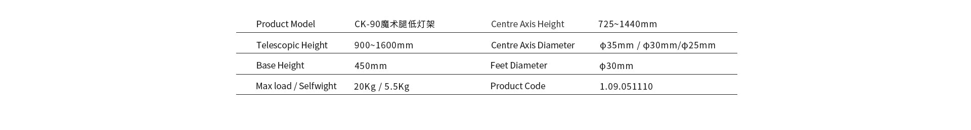 Jinbei CK-90 Century Steel Stand C-Stand Light
