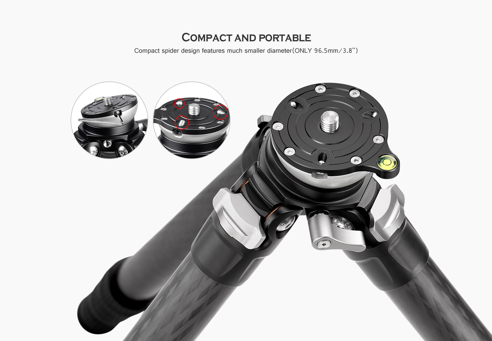 Leofoto LS-284CEX Ranger Series Portable Carbon Fiber Tripod 4 Section + Built-in Leveling Base 15° Tilt