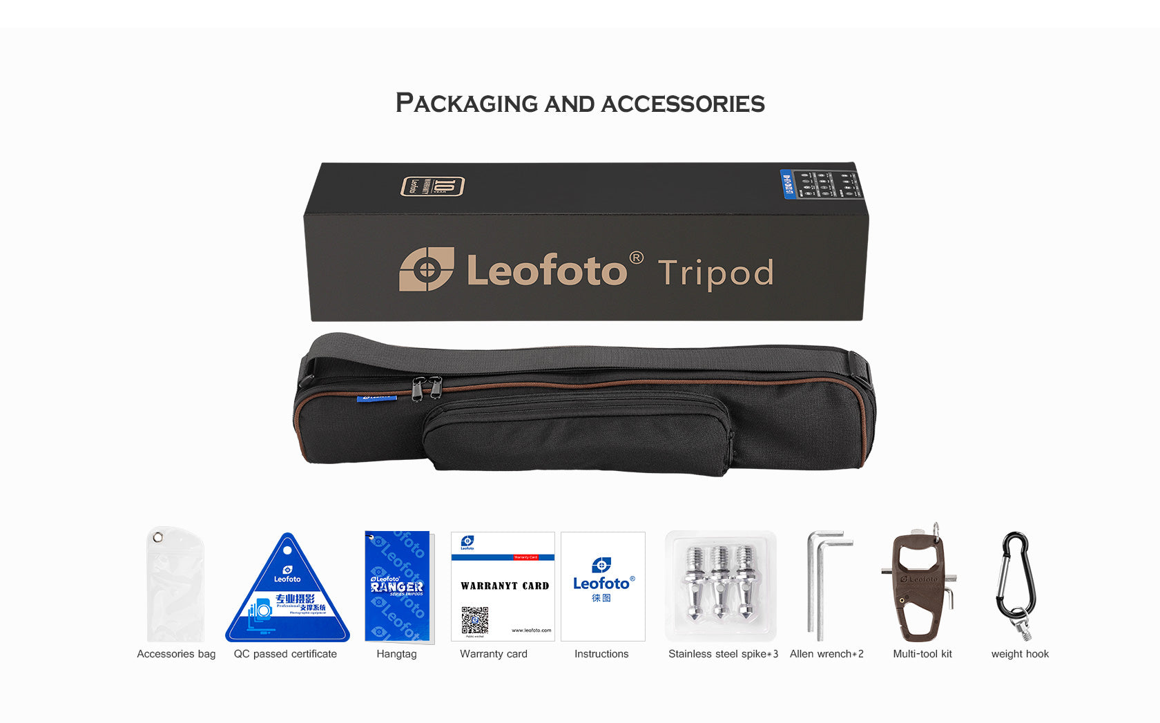 Leofoto LS-284CEX Ranger Series Portable Carbon Fiber Tripod 4 Section + Built-in Leveling Base 15° Tilt
