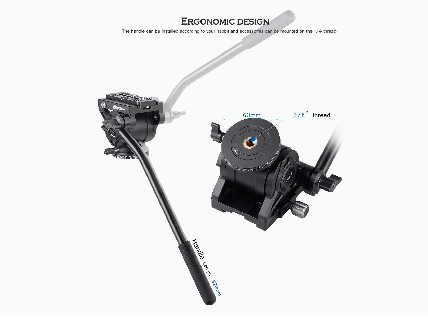 Leofoto BV-10 Professional Fluid Video Head Arca-Swiss compatible