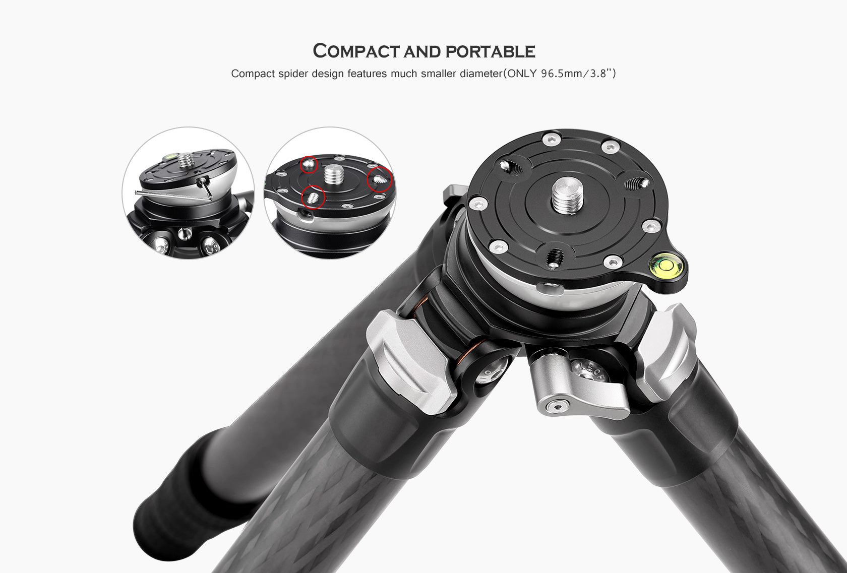Leofoto LS-324CEX Ranger Series Portable Carbon Fiber Tripod 4 Section + Built-in Leveling Base 15° Tilt