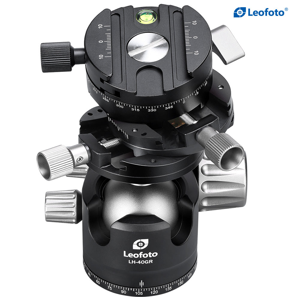 Leofoto LH-40GR Geared Ball Head for Architectural,Table top,Macro or Panoramic with Quick Release Plate Arca Compatible