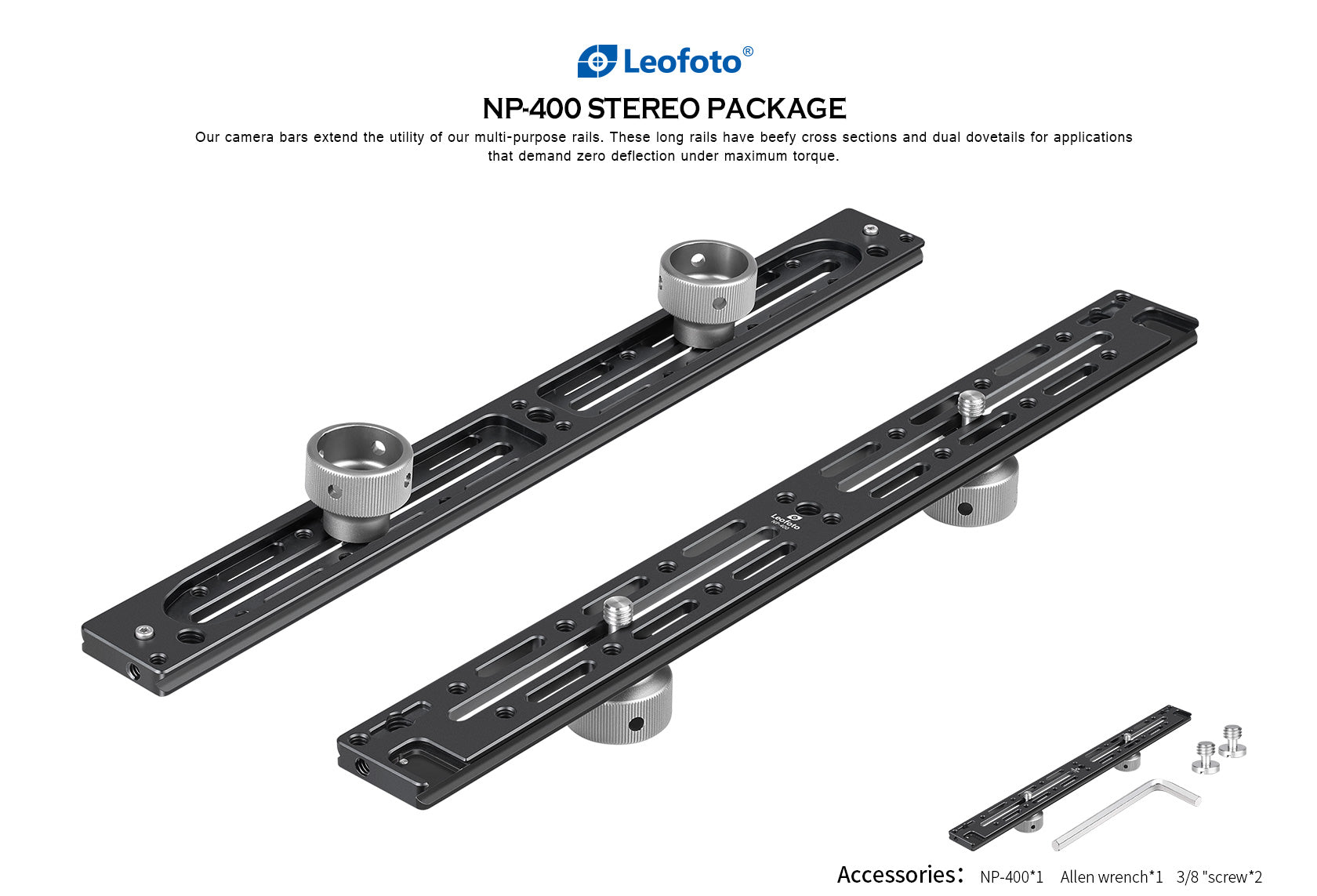 Leofoto NP-400 Multi-Purpose Rails for Two Cameras