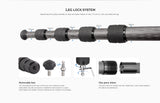 Leofoto LS-365CEX Ranger Series Portable Carbon Fiber Tripod 5 Section + Built-in Leveling Base 15° Tilt