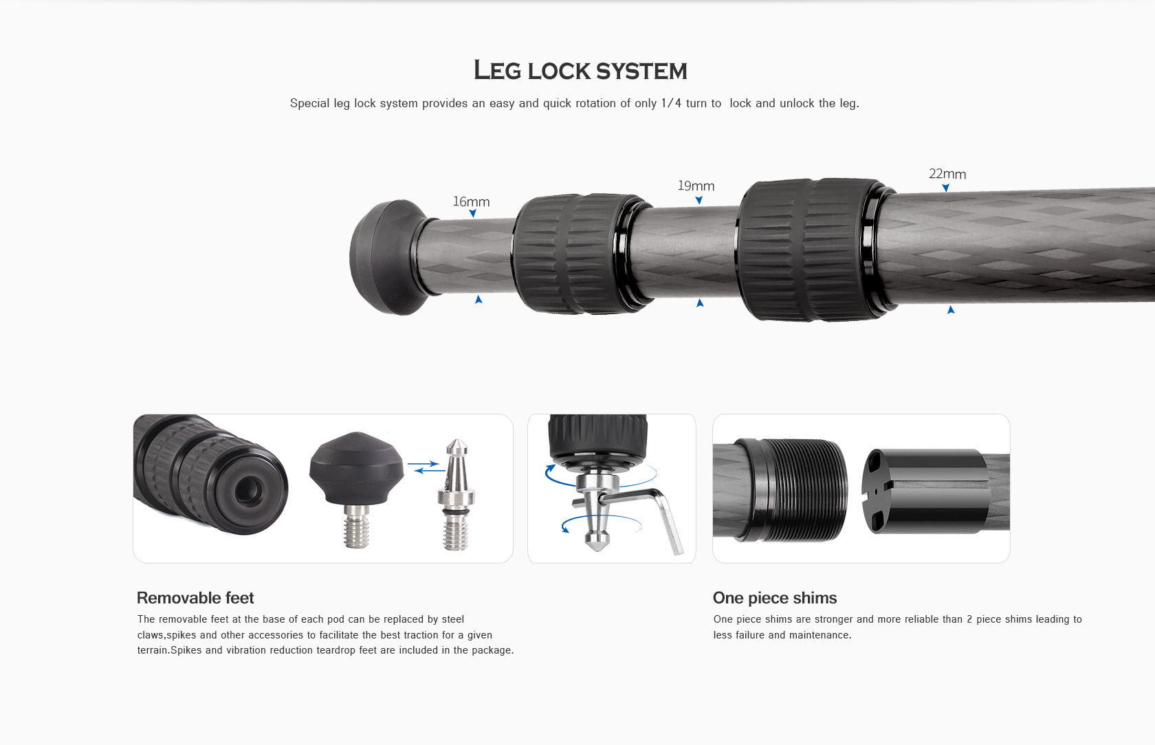 Leofoto LS-223CEX Ranger Series Portable Carbon Fiber Tripod 3 Section + Built-in Leveling Base 15° Tilt
