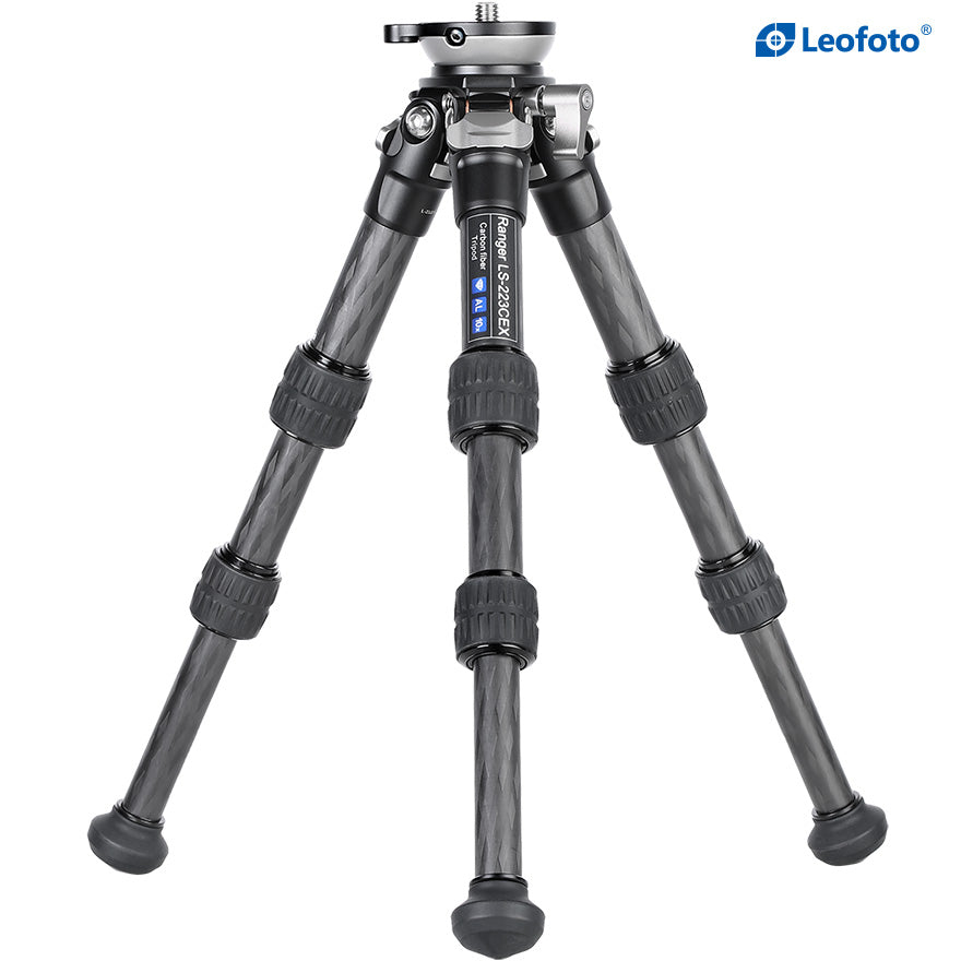 Leofoto LS-223CEX Ranger Series Portable Carbon Fiber Tripod 3 Section + Built-in Leveling Base 15° Tilt