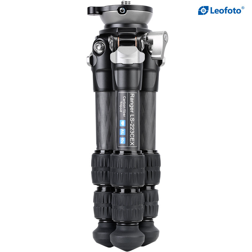 Leofoto LS-223CEX Ranger Series Portable Carbon Fiber Tripod 3 Section + Built-in Leveling Base 15° Tilt