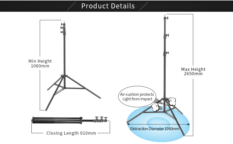Support d'éclairage de studio à coussin d'air 8,5 '/260 cm