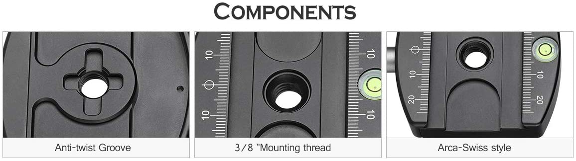 Leofoto LHC-60 60mm Screw-Knob Pro Clamp with Plate/ARCA/RRS Ball Head Compatible