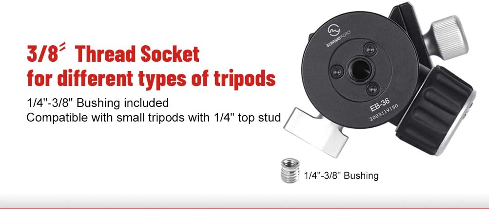 Sunwayfoto EPIC EB-36 Super Light-weight Travel Tripod Ball Head with QR Plate Arca/RRS Compatible