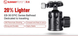 Sunwayfoto EPIC EB-36 Super Light-weight Travel Tripod Ball Head with QR Plate Arca/RRS Compatible