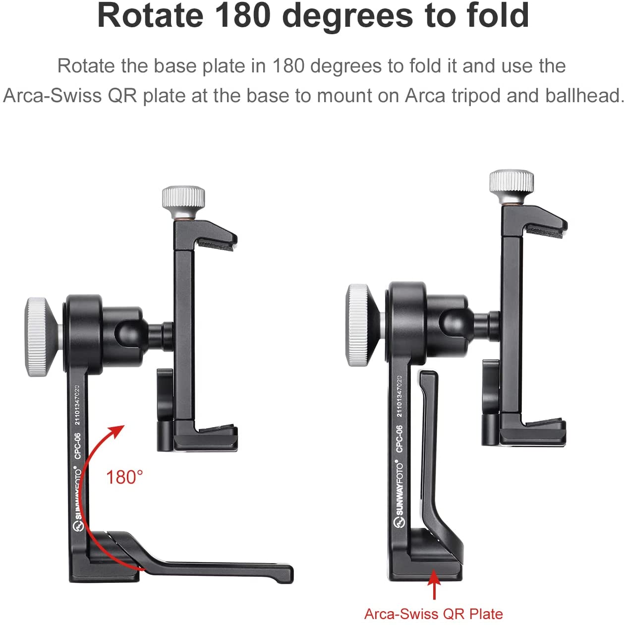 SunwayFoto CPC-06 Professional Mobile Phone Clamp with Tripod Mount and Arca Dovetail