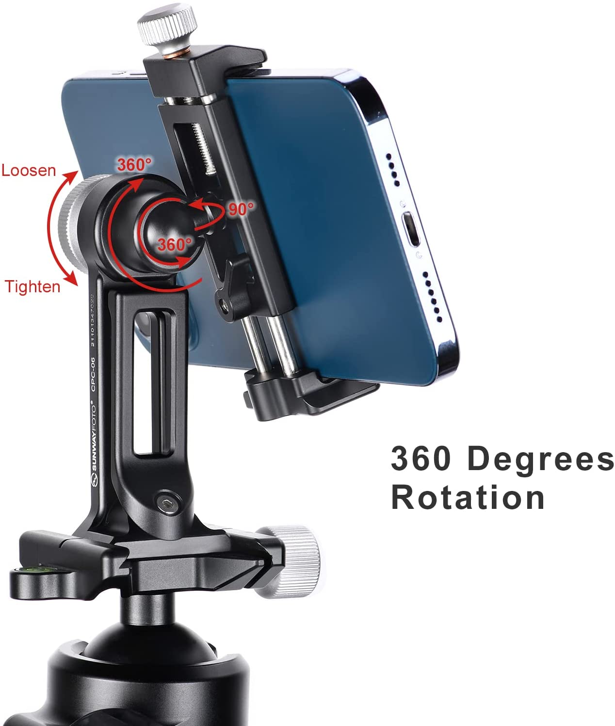 SunwayFoto CPC-06 Professional Mobile Phone Clamp with Tripod Mount and Arca Dovetail