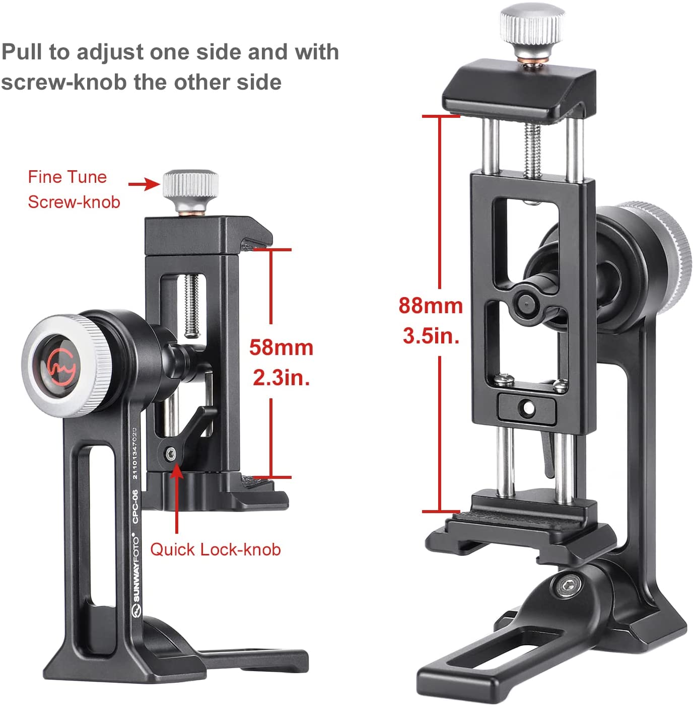 SunwayFoto CPC-06 Professional Mobile Phone Clamp with Tripod Mount and Arca Dovetail