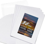 Pack of 25 sets of 11x14  for 8x10 Photo White Mat Matte Board with Backing Board Core Bevel Cut