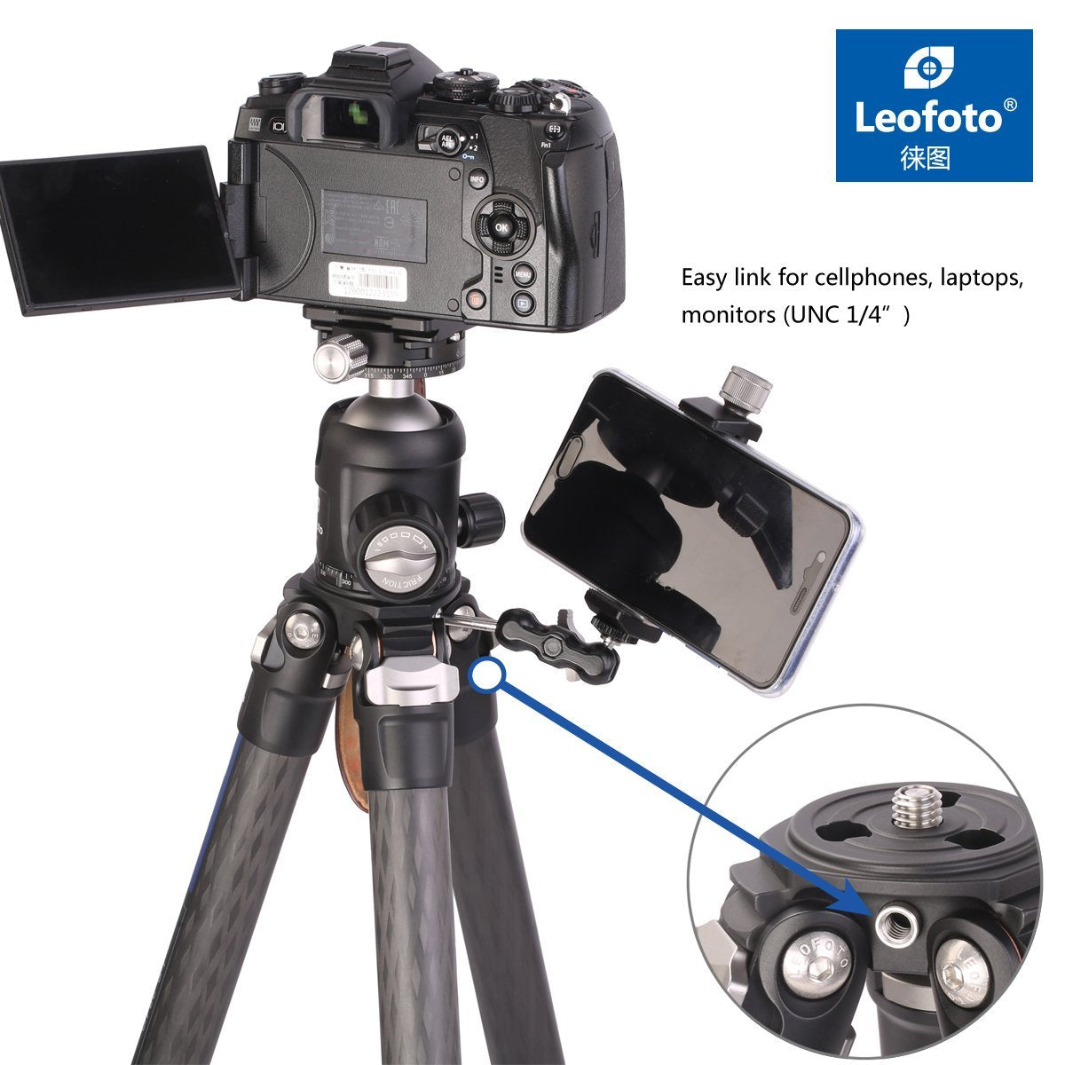 Leofoto LS-284C And LH-30 Tripod Kit Carbon Fibre 4 Section & 30mm Low Profile Ball Head