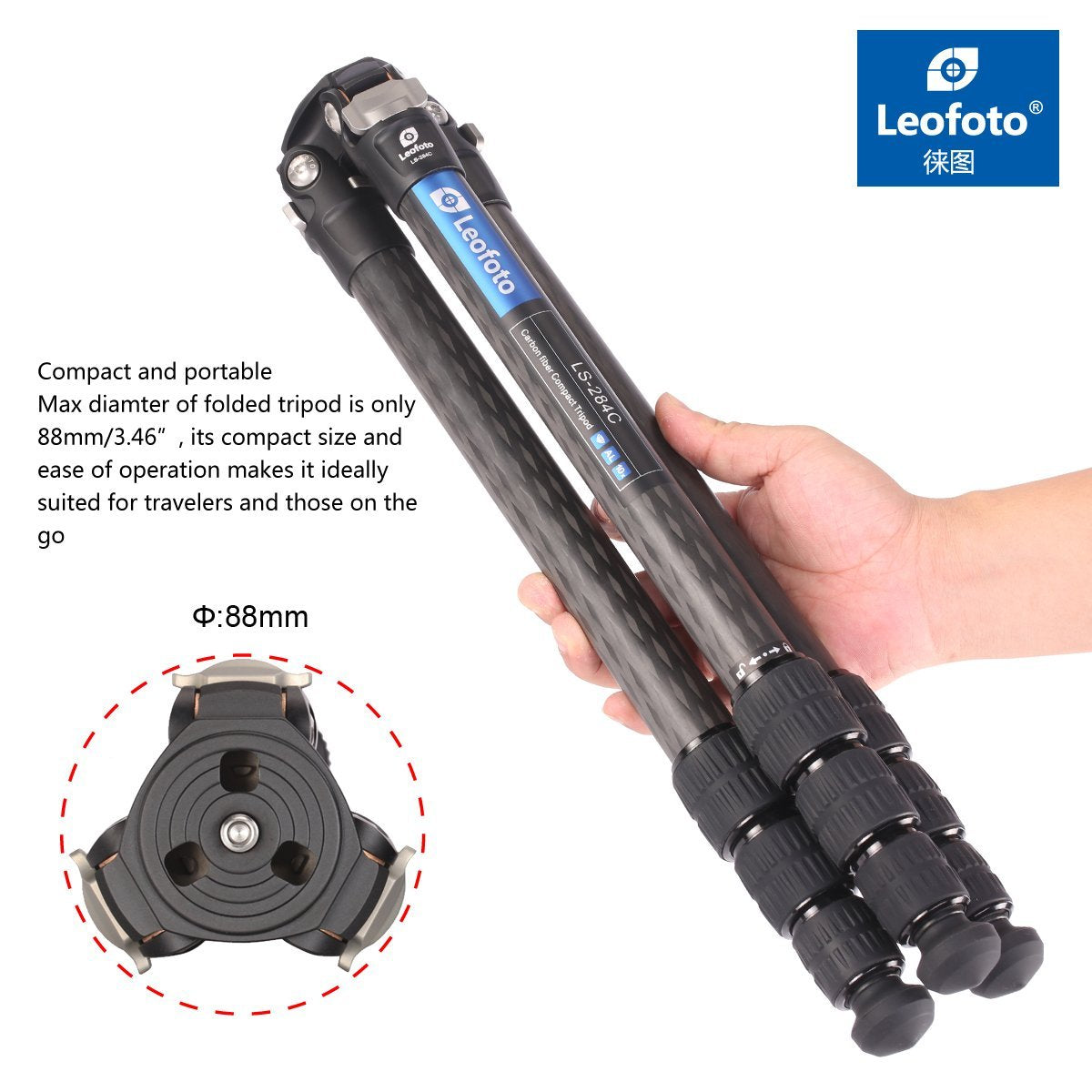 Leofoto LS-284C And LH-30 Tripod Kit Carbon Fibre 4 Section & 30mm Low Profile Ball Head