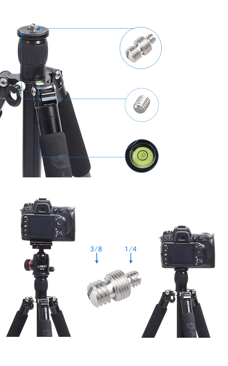 JUSINO TK-255 Aluminium Tripod With BT-02 Ballhead Kit With Monopod