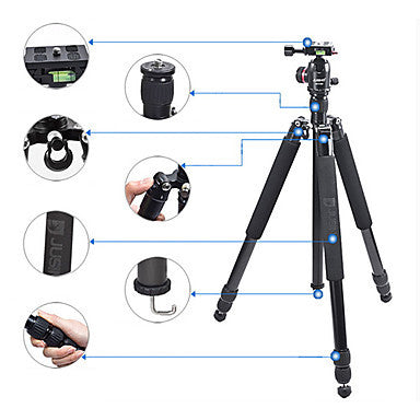 JUSINO TK-255 Aluminium Tripod With BT-02 Ballhead Kit With Monopod