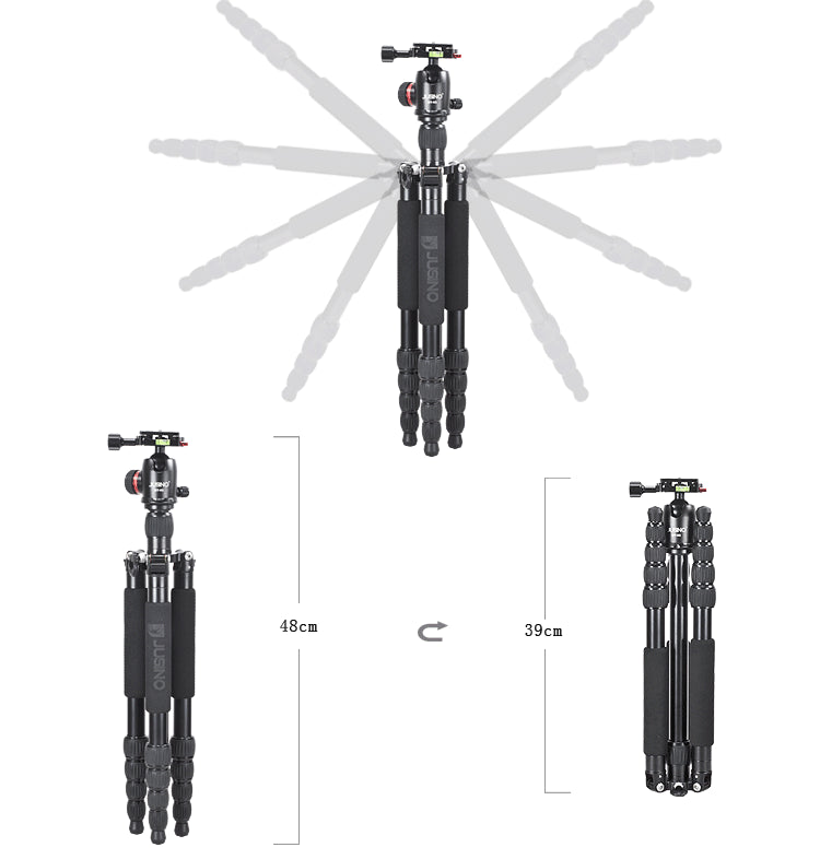 JUSINO TK-255 Aluminium Tripod With BT-02 Ballhead Kit With Monopod