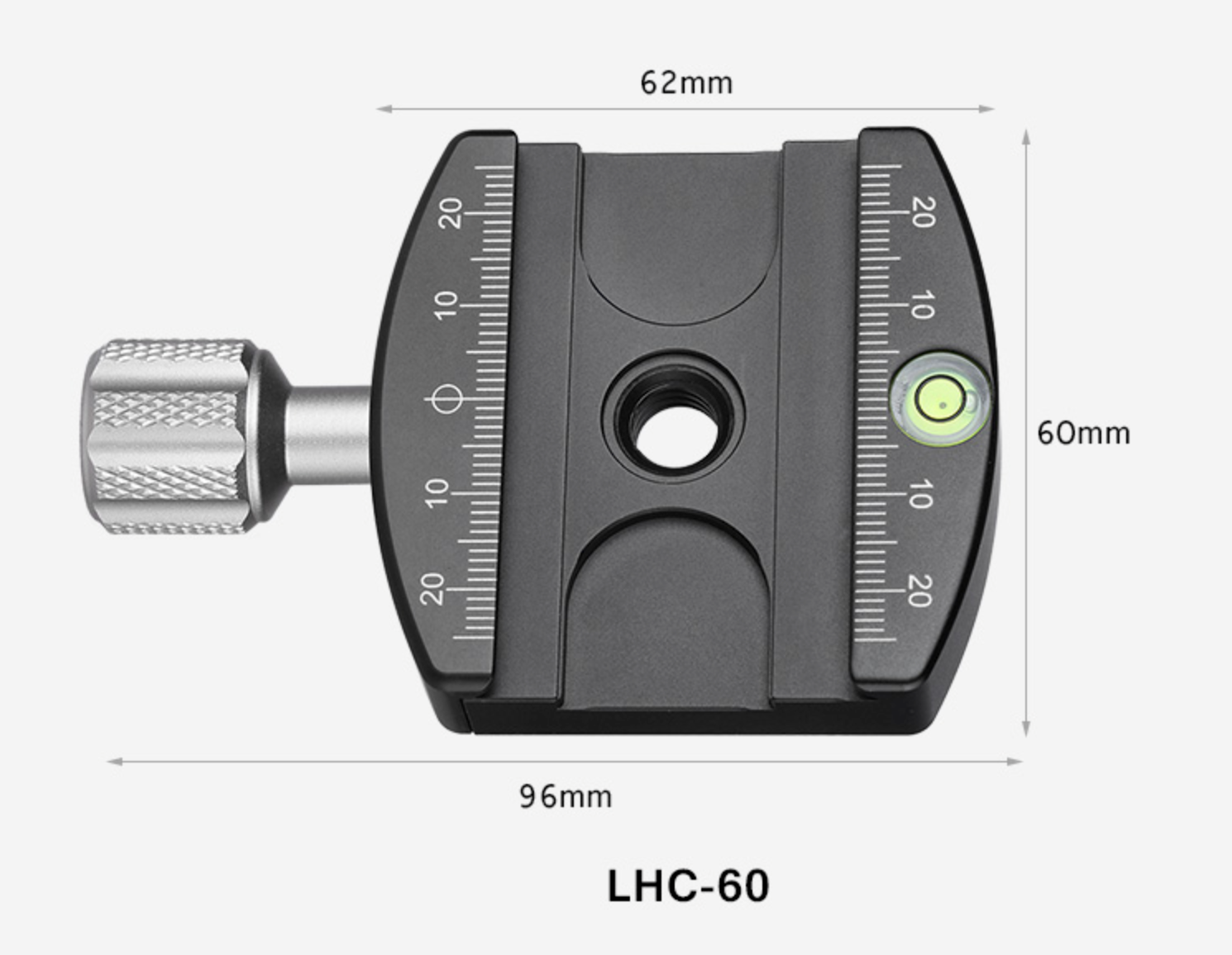 Leofoto LHC-60 60mm Screw-Knob Pro Clamp with Plate/ARCA/RRS Ball Head Compatible