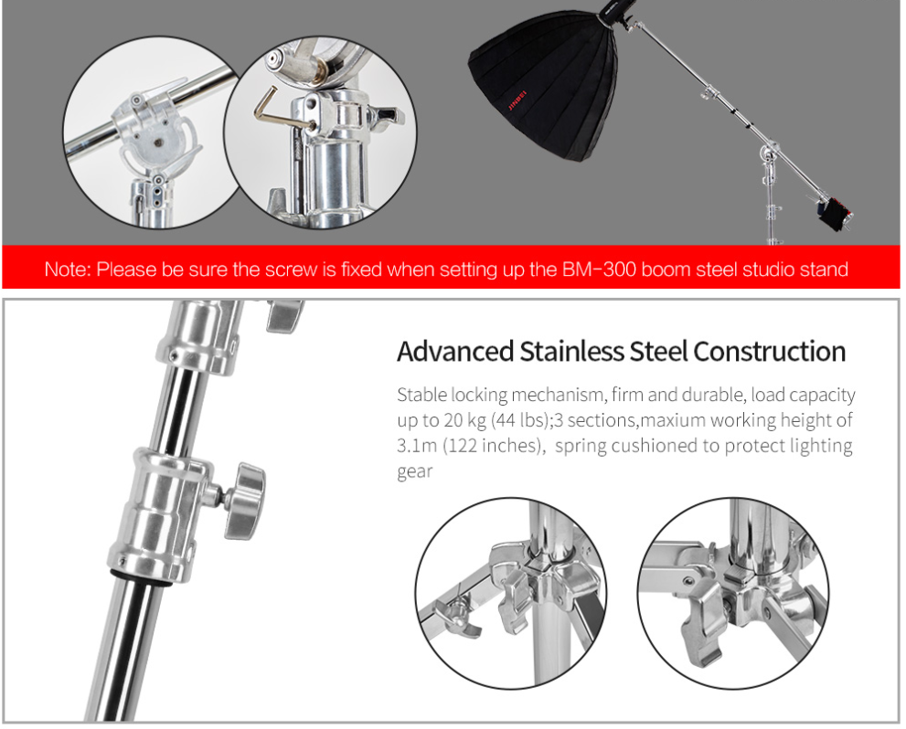 Photoys Heavy-Duty MF-3000F Steel Light Stand (10.2')