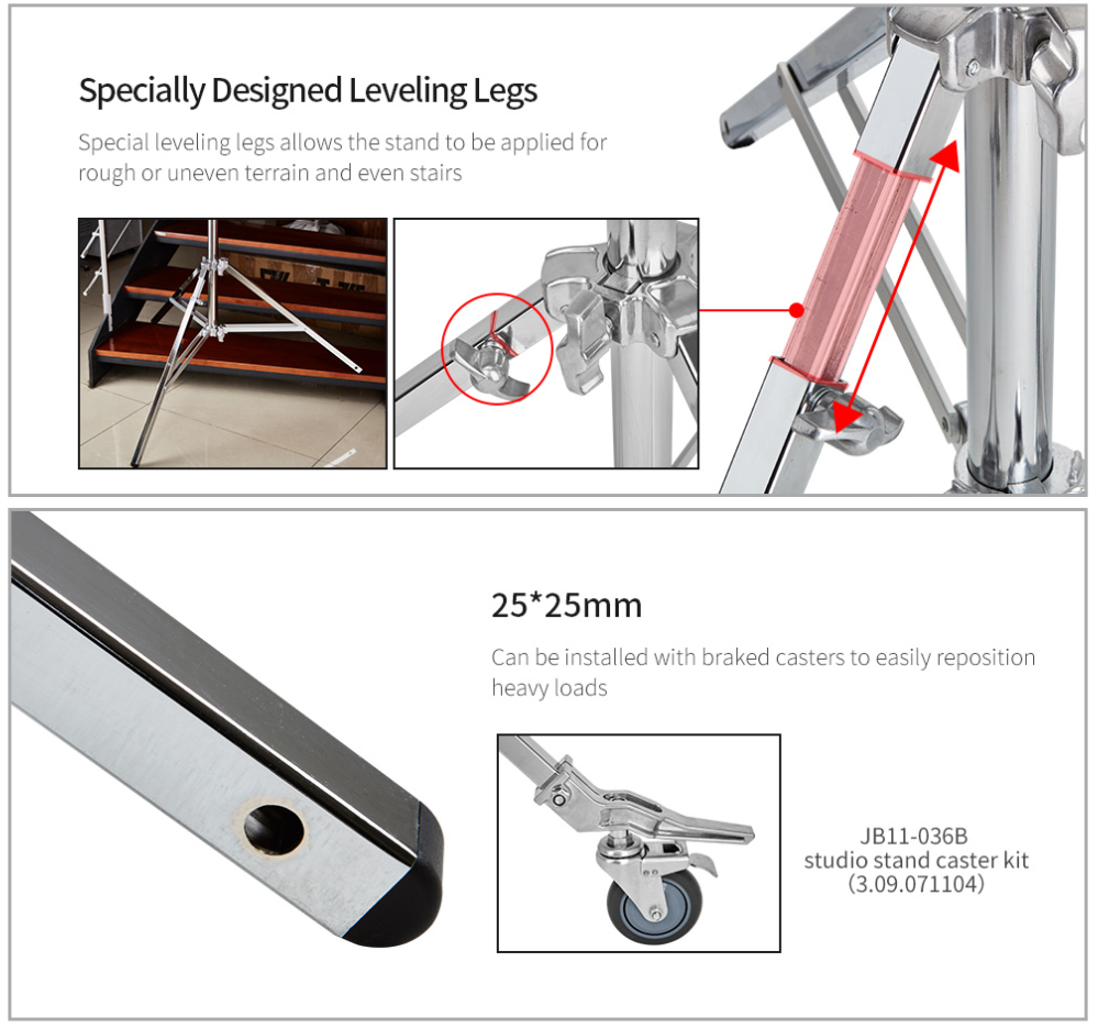 Photoys Heavy-Duty MF-3000F Steel Light Stand (10.2')