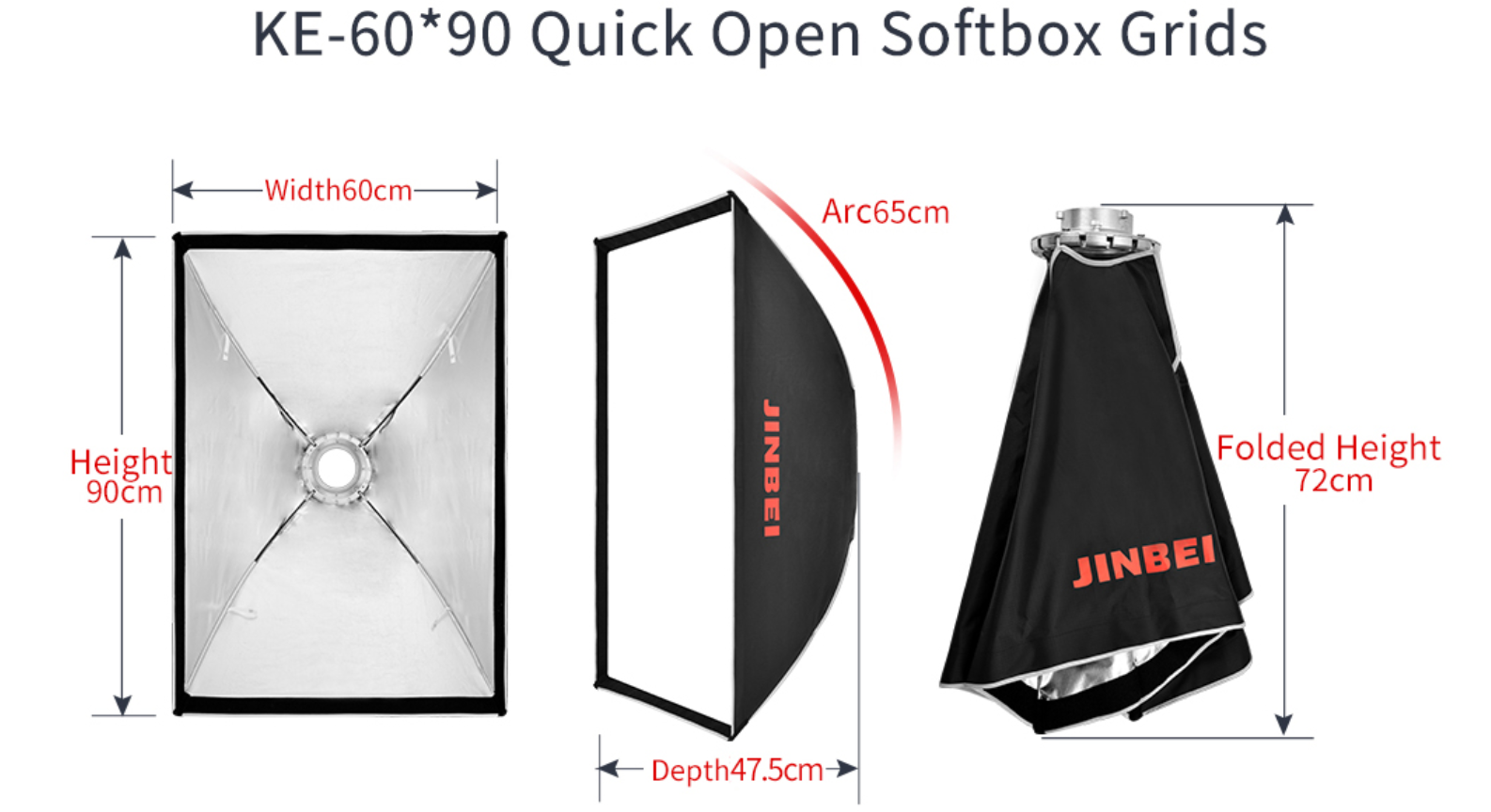 24"X 36" Easy Setup Carry Foldable EZ Softbox Fr Bowens Lightrein Jinbei / Goldenshell Calumet JTL Interfit With Grid