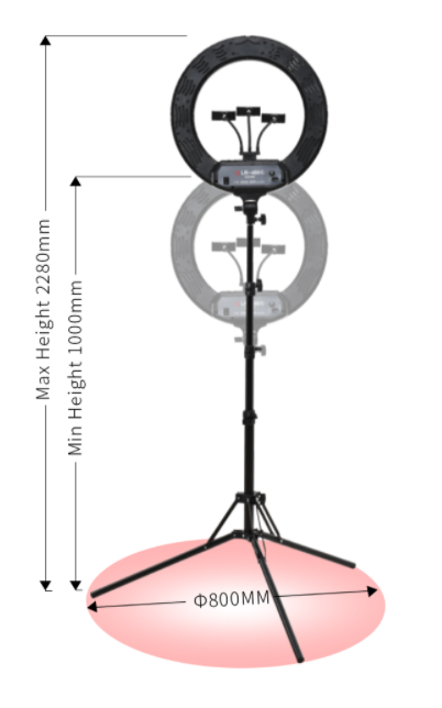 Jinbei LR-480C LED Ring Light with L-180 Light Stand (18") KIT