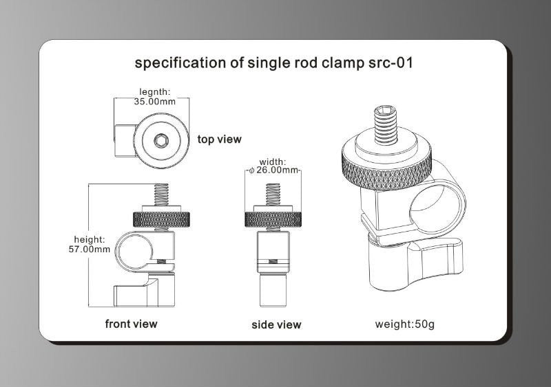 Lanparte Single Rod Clamp Fr Microphone,Light,Monitor 1/4 thread