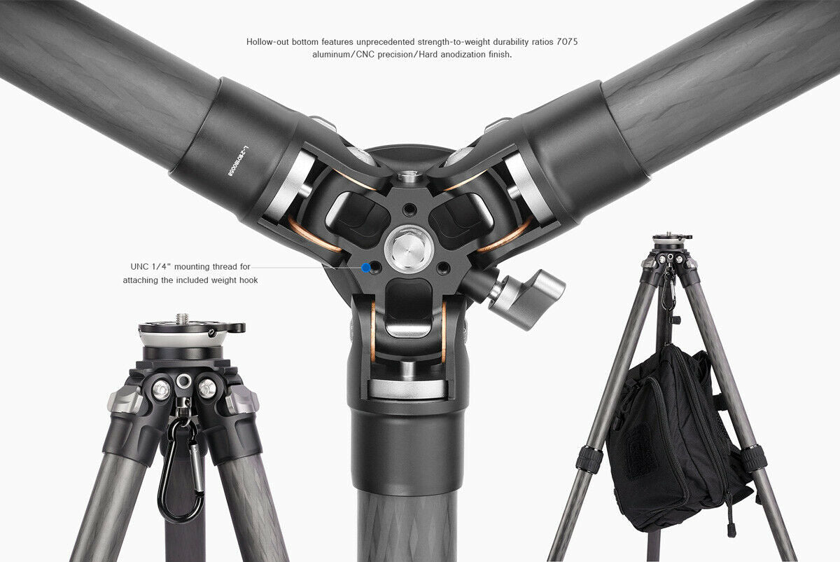 Leofoto LS-284CEX Ranger Series Portable Carbon Fiber Tripod 4 Section + Built-in Leveling Base 15° Tilt