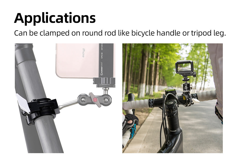 Sunwayfoto Super Clamp for Round Tubes ,Phone, DJI OSMO , Gopro , Bicycle